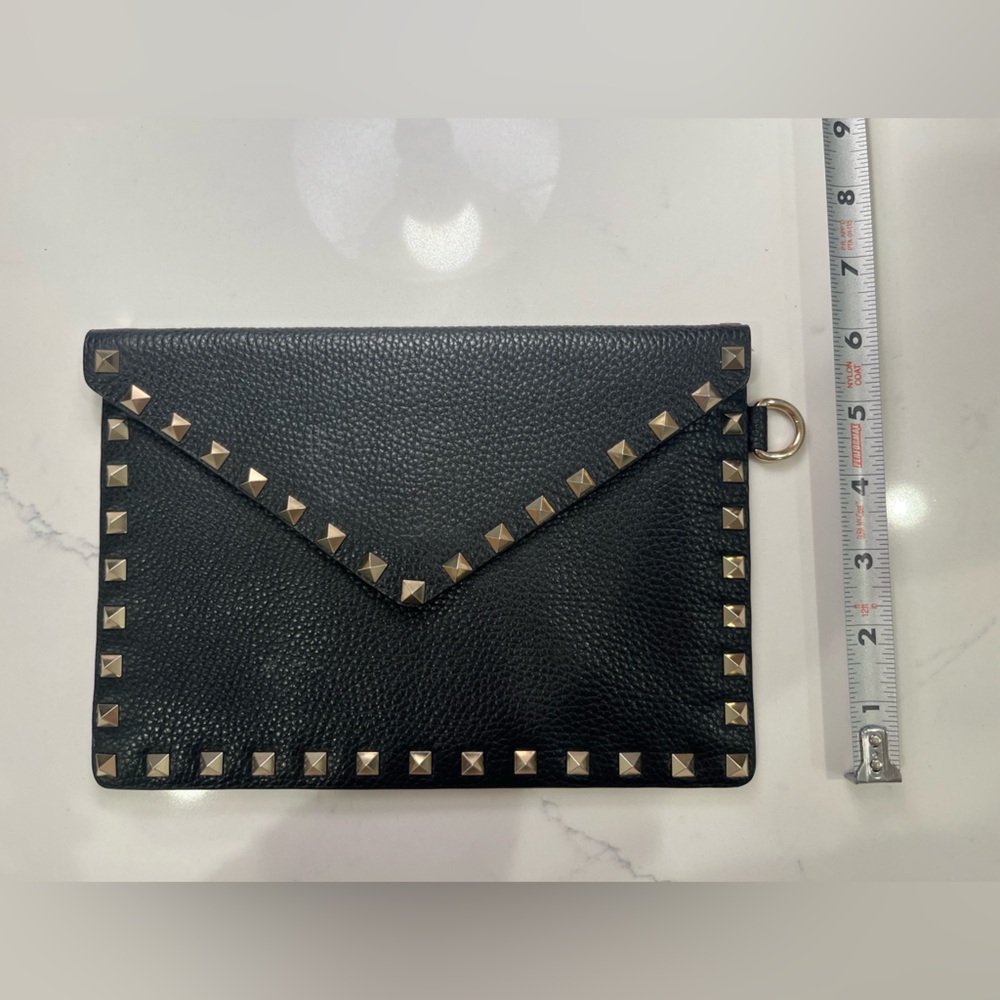 Valentino Garavani Black Rockstud Leather Clutch Envelope – Studs